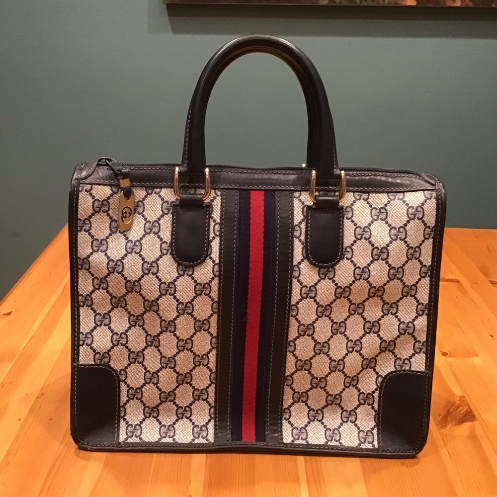 Gucci Blue and Red Satchel Bag